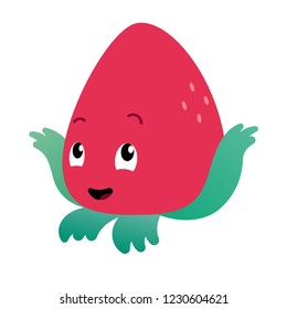 Cute baby strawberry character cartoon vector illustration