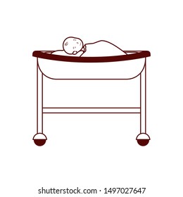 cute baby in stretcher hospital icon