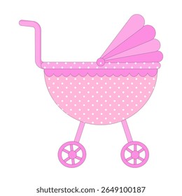 Cute baby stroller on white background.