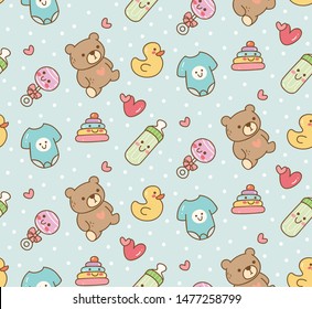 Cute baby stuff seamless background 