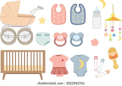 Cute Baby Stuff Vector Illustration