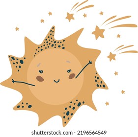 Sol de bebé, ilustración vectorial, afiche de guardería