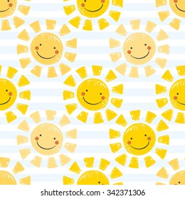 Cute Baby Sunshine Seamless Repeat Pattern