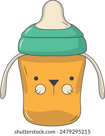 Cute Baby Supplies Clipart. Vector Cartoon Illustration Isolated on White Background.