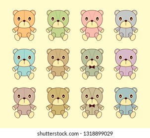 cute baby teddy bear cartoon vector collection