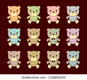cute baby teddy bear vector collection