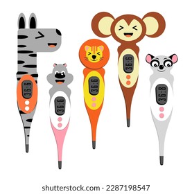 Das süße Babythermometer. Elektronisches Thermometer in Vektorgrafik.
