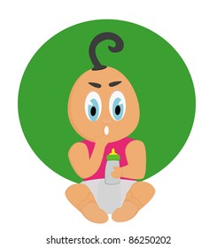 Cute baby is thinking.