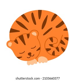 Un tigre bebé, una fauna salvaje, un tigre infantil. Caricatura del tigre animal chino, símbolo del año nuevo 2022. Ilustración del vector