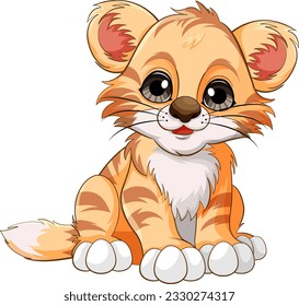 Cute Baby Tiger Cartoon Character illustration