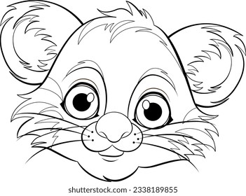 Cute Baby Tiger Cartoon Character Outline for Colouring illustration