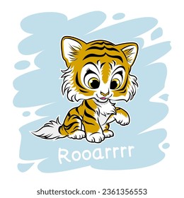 cute baby tiger cartoon character vector illustration