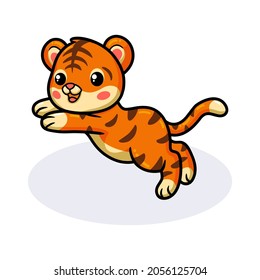 Cute baby tiger cartoon jumping