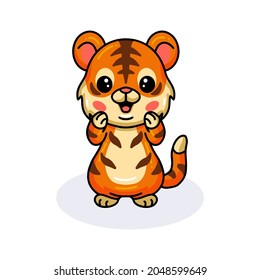 Cute baby tiger cartoon posing