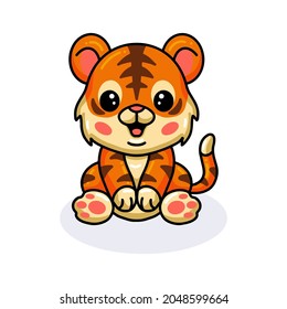 Cute baby tiger cartoon sitting
