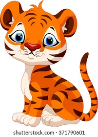 Cute baby tiger cartoon sitting