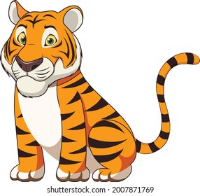 Cute Baby Tiger cartoon vector art and illustration