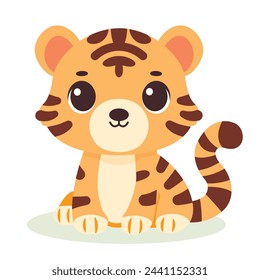 Cute baby tiger character. Vector illustration for children design. Flat style
