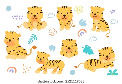 cute baby tiger element object for kid design