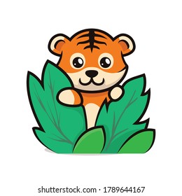 Cute baby tiger mascot design illustration
