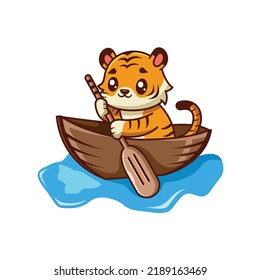 cute baby tiger mascot logo design template