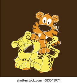 Cute baby tiger pattern vector illustration.