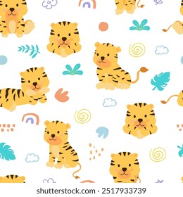 cute baby tiger seamless pattern for tile,fabric kid design 