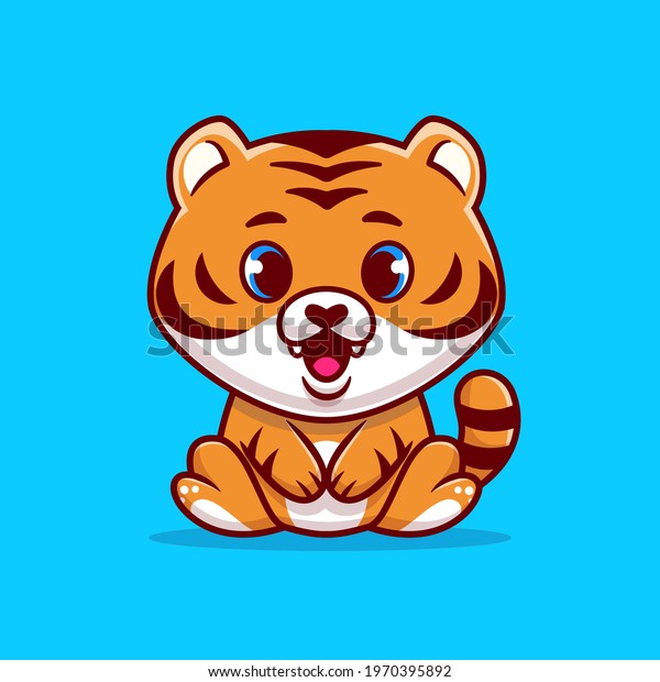 Cute Baby Tiger Sitting Cartoon Vector Stock Vector (Royalty Free ...