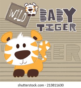 cute baby tiger striped background vector illustration