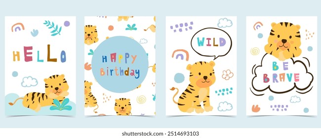 fundo modelo tigre bebê bonito para a4 design vertical