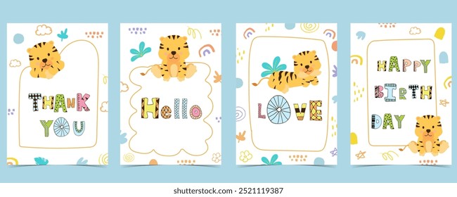 cute baby tiger template background for a4 vertical design