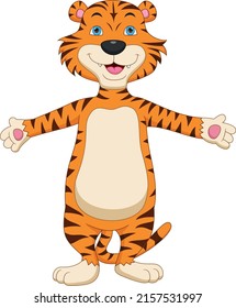 Cute Baby Tiger Waving Cartoon Stock Vector (Royalty Free) 2157531997 ...