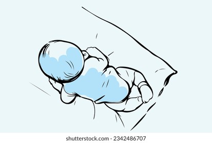 Cute baby toddler aerial view vector illustration