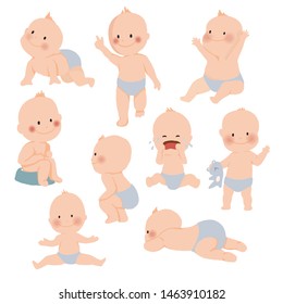 Cute Baby Toddler Boy Various Poses Stock Vector (Royalty Free) 1481340428