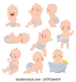 Set Cute Little Baby Diaper Different Stock Vector (Royalty Free ...