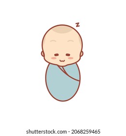 Cute baby or toddler boy vector illustration in sleeping.