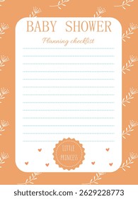 a cute baby to-do list for a newborn baby shower in a delicate pastel color