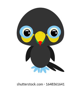 Cute baby toucan. Cartoon character for decoration and design of the album, scrapbook, baby card and invitation. Flat vector stock illustration on white background