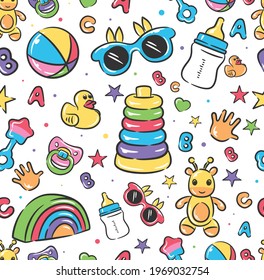 cute baby toys seamles pattern background
