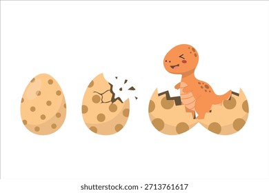 Cute baby  T-Rex hatching from egg Clip Art