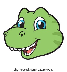 Cute baby t-rex head on white background 2