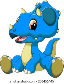 Cute baby triceratops cartoon