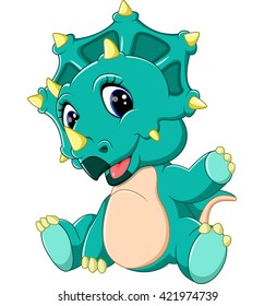 cute baby Triceratops cartoon