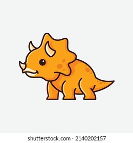 cute baby triceratops cartoon dinosaur character illustration isolated