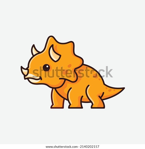 cute baby triceratops cartoon dinosaur character\
illustration isolated