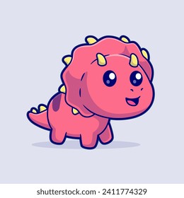 Cute Baby Triceratops Dino Walking Cartoon Vector Icon 
Illustration. Animal Nature Icon Concept Isolated Premium 
Vector. Flat Cartoon Style