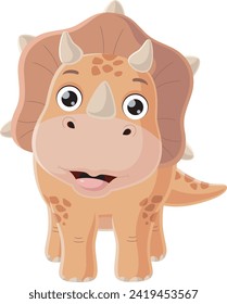 Cute baby triceratops dinosaur cartoon sitting