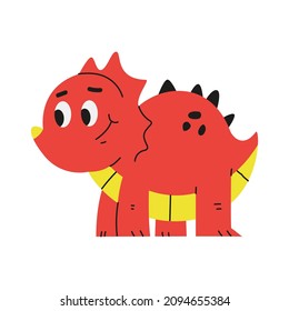Cute baby triceratops vector cartoon illustration isolated on a white background.