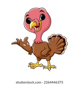 Cute baby turkey waving hand