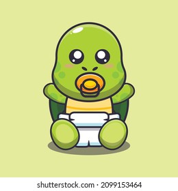 Cute baby turtle. Cute cartoon animal illustration.